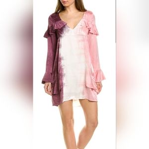 Chaser V-Neck Ruffle Silk Mini Dress